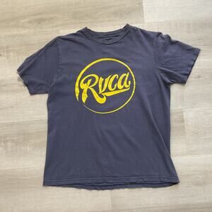 RVCA Ruca Mens Pure Cotton Crewneck Short Sleeve Tee Shirt Medium Blue